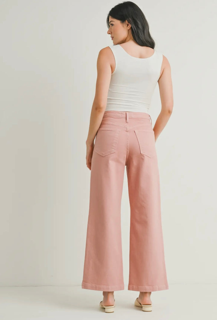Just Black Denim Patch Pocket Wide Leg Jean- Dusty Coral