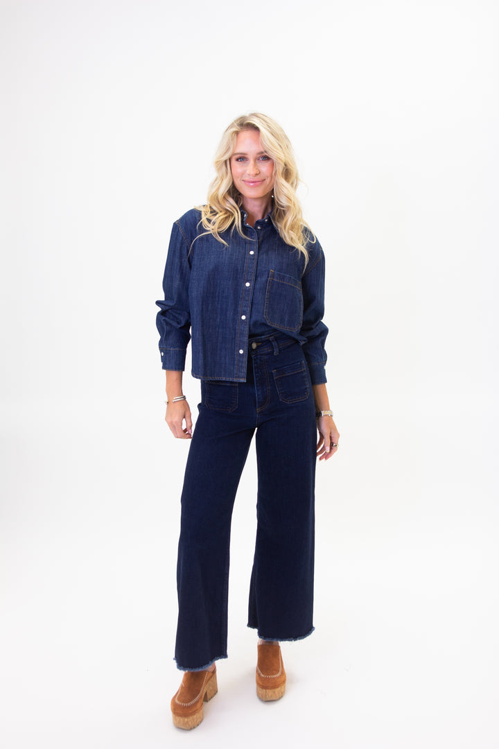 Karlie Denim Shirt w/ Pearl Snap