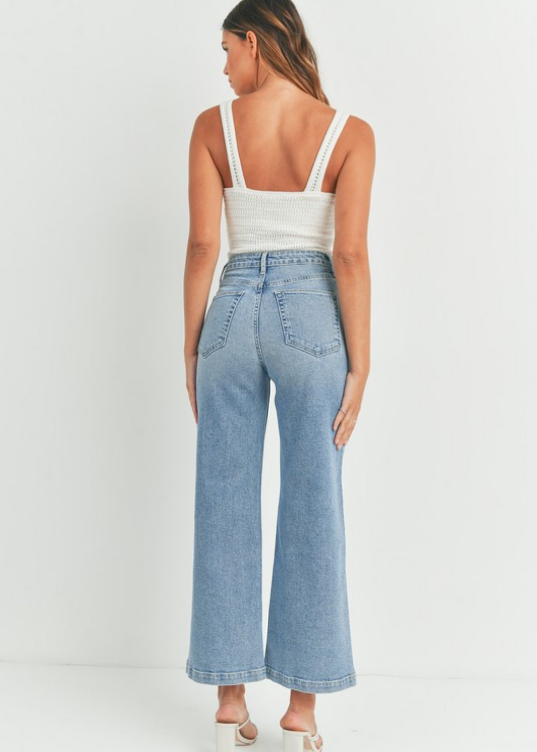 Just Black Denim Patch Pocket Wide Leg Jean - Light Denim