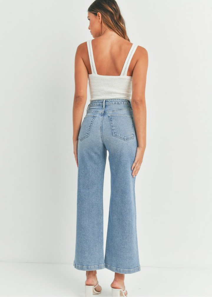 Just Black Denim Patch Pocket Wide Leg Jean - Light Denim