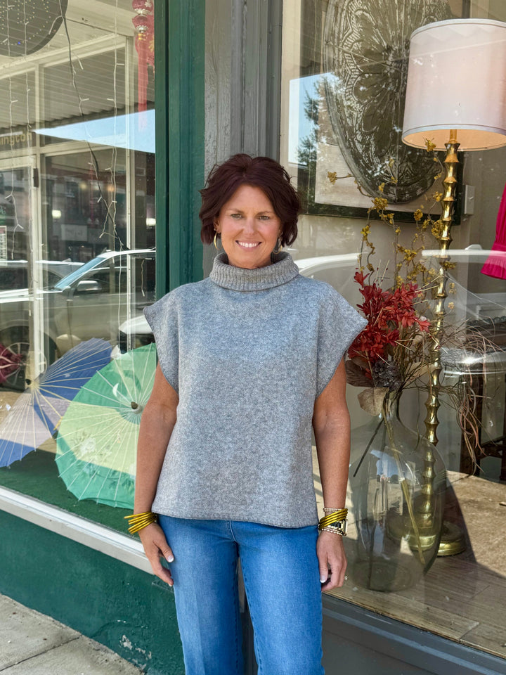 Turtleneck Knit Vest Poncho