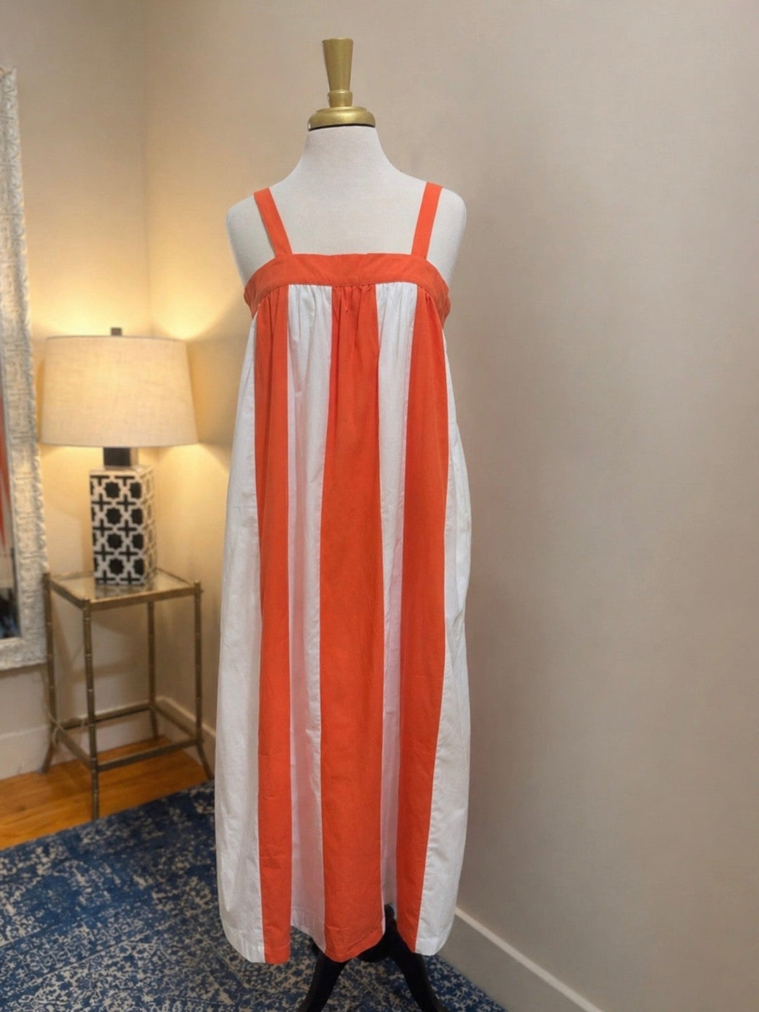 orange and white stripe dress Toperth Orange Striped Tie-Front Midi Dress Toperth