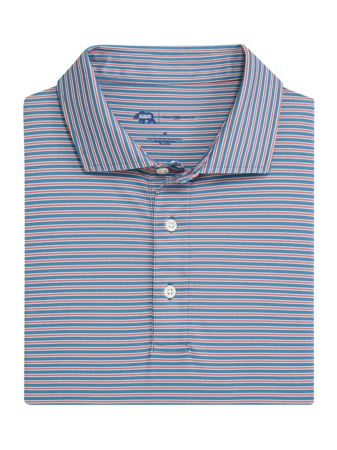 Trophy Stripe Performance Pique Polo - Captains Blue