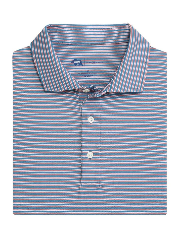 Trophy Stripe Performance Pique Polo - Captains Blue