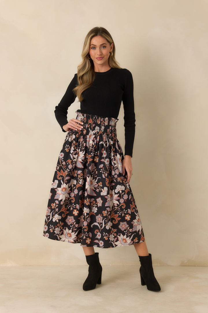Hudson Smocked Skirt - Nocturne