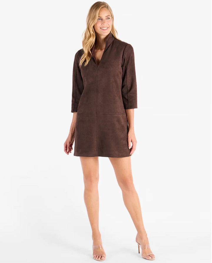 Callie Dress Faux Suede - Espresso