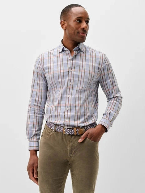 Natural Performance Button Down Shirt - Potomac Plaid - Bluestone