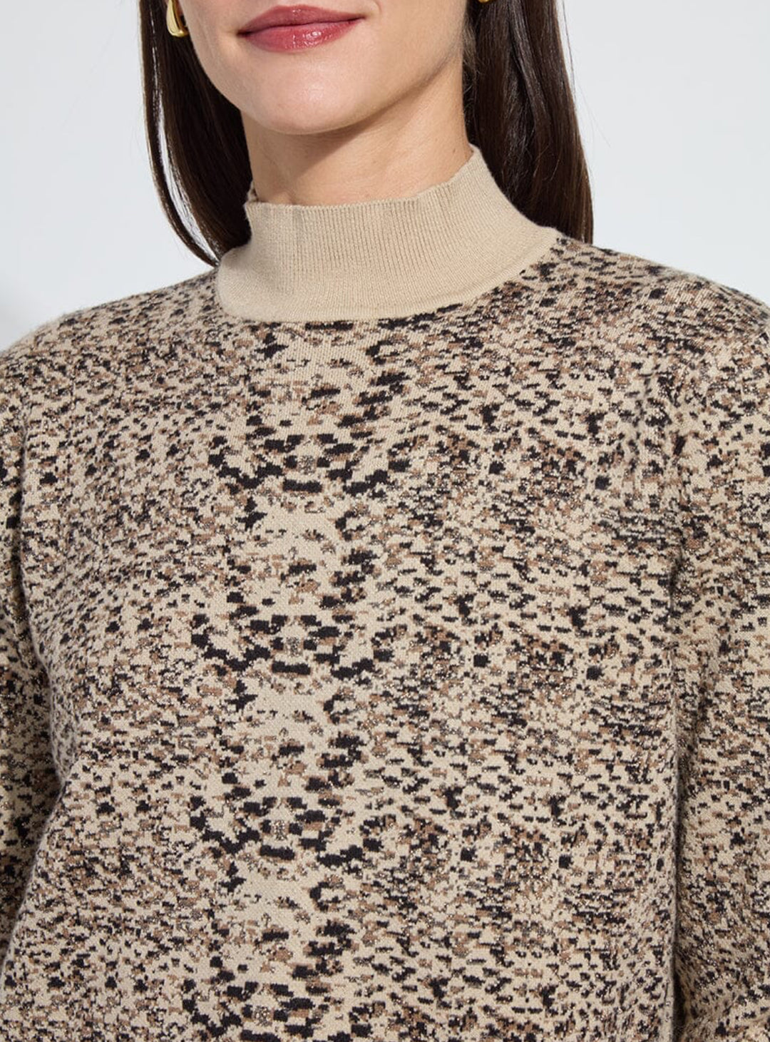 Lysse Declan Mock Neck Jacquard Sweater