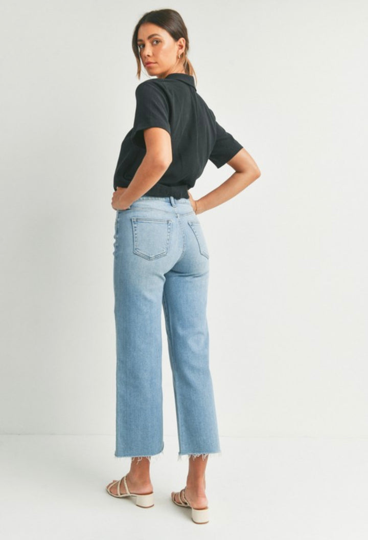 Just Black Denim Slim Wide Leg Jean - Medium Denim