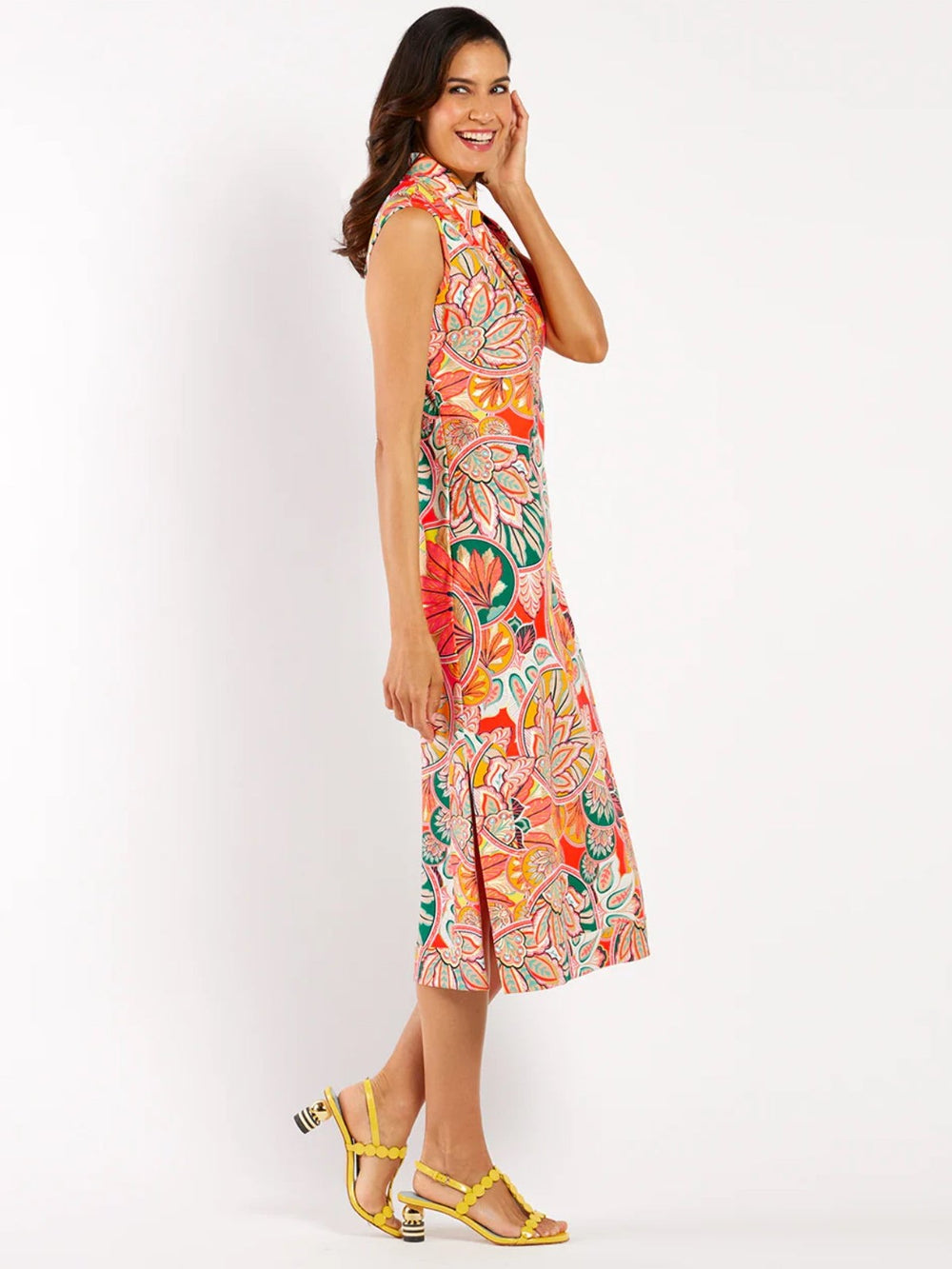 jude connally kristen maxi dress Kristen Maxi Dress Gilded Jude Cloth in Stained Glass Hot Pink Gold| Jude Connally XL / Stained Glass Hot Pink Gold