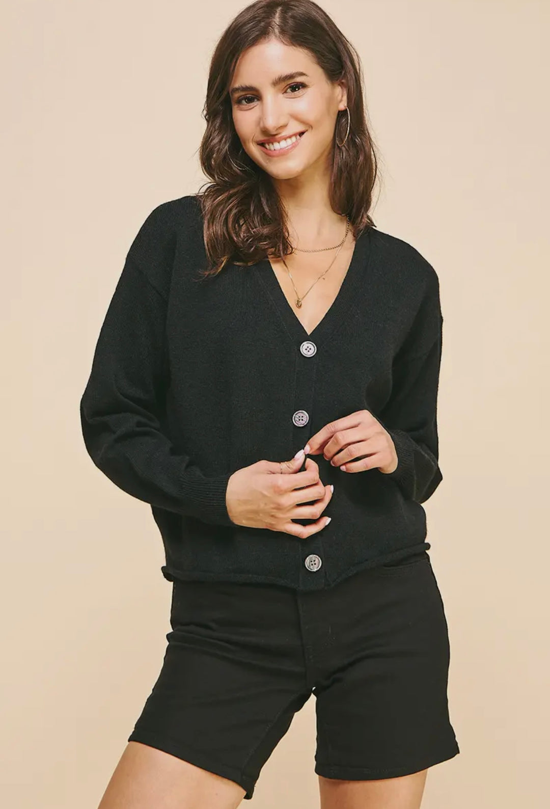 Pinch Raw Edge Sweater Cardigan