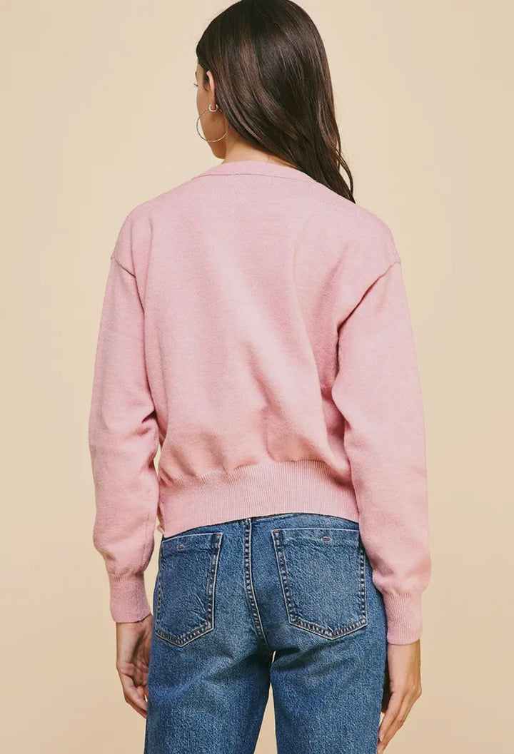 Pinch Raw Edge Sweater Cardigan