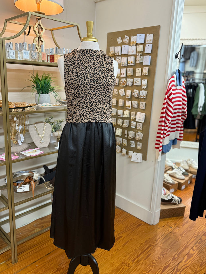 THML Sleeveless Cheetah Midi Dress