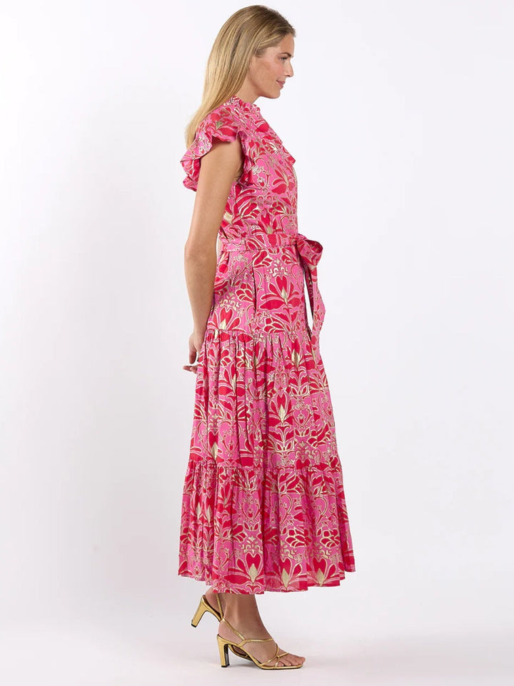 Jude Connally Mirabella Dress Cotton Voile - Imperial Garden Peony Gold