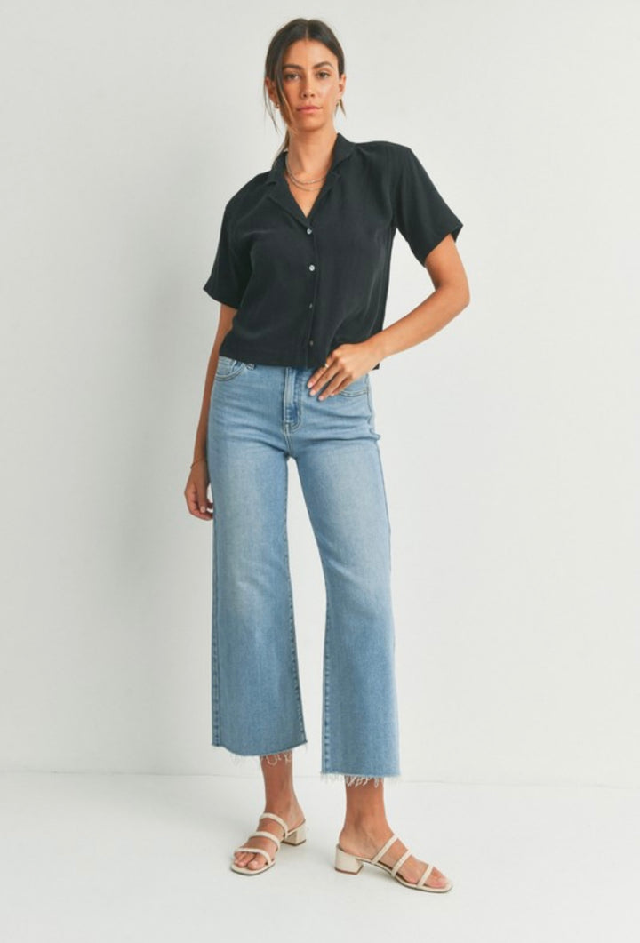 Just Black Denim Slim Wide Leg Jean - Medium Denim