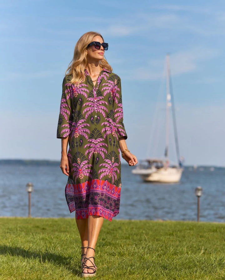 Jude Connally Kallan Dress - Decorative Frond Loden