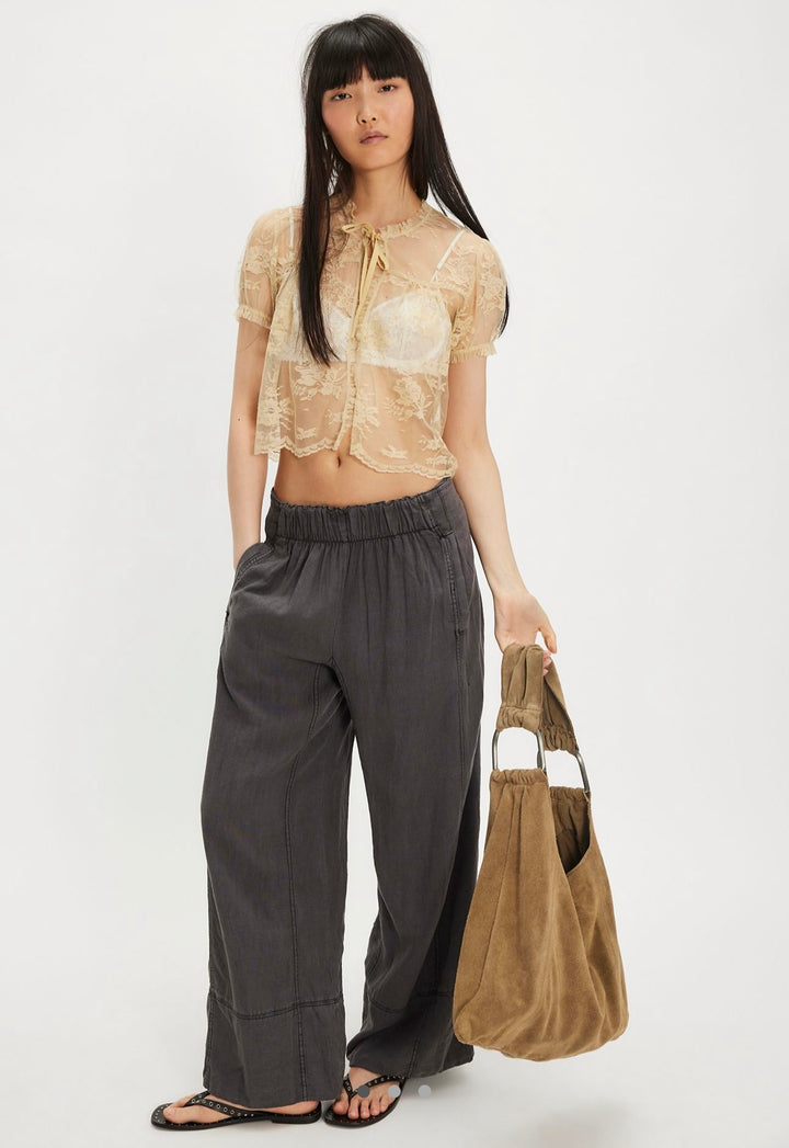 Free People Days End Linen Pull On Pant