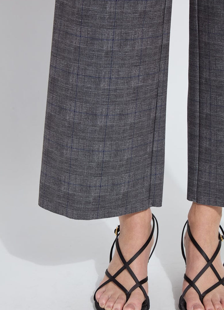 Lysse Denver Wide Leg Printed Ponte Pant - Charcoal Glen Plaid