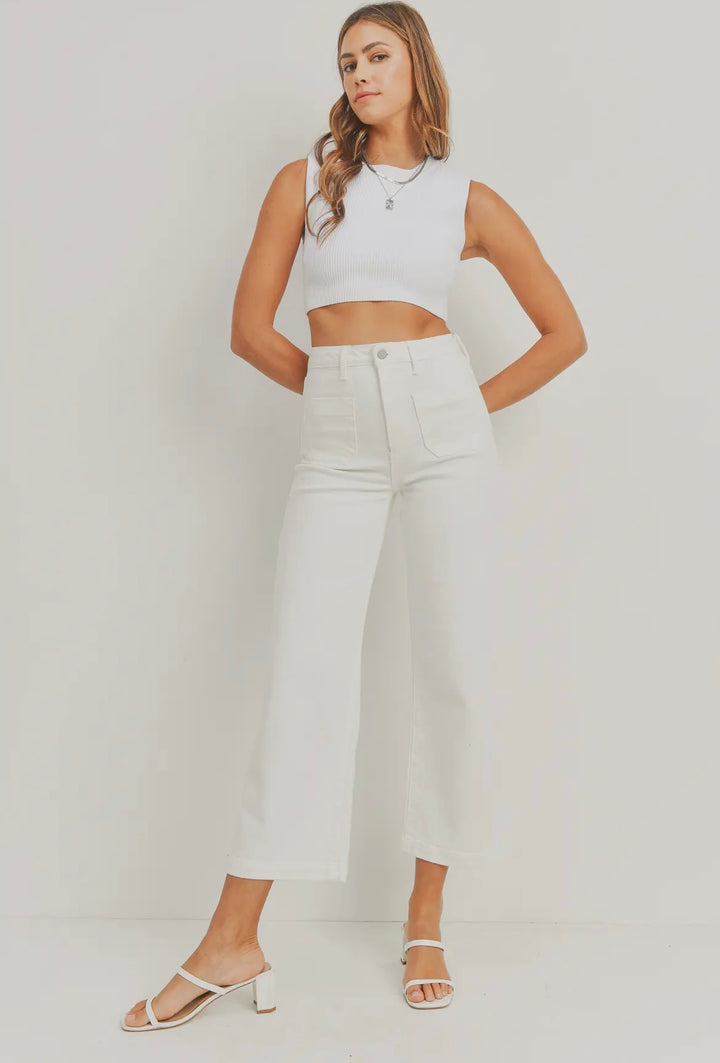 Just Black Denim Patch Pocket Wide Leg Jean- Off White