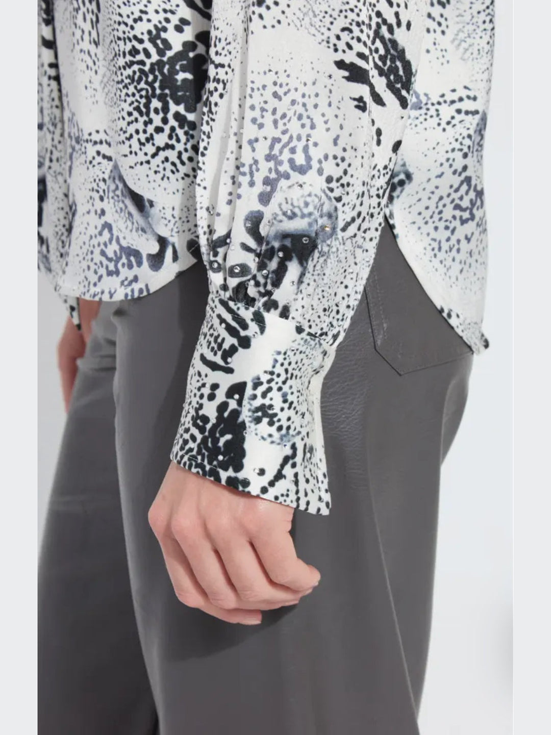 Lysse Onyx Embellished Mock Neck Top