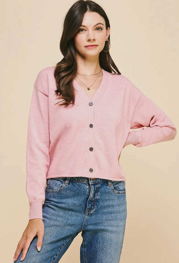 Pinch Raw Edge Sweater Cardigan