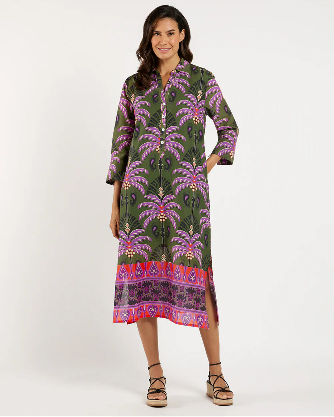 Jude Connally Kallan Dress - Decorative Frond Loden