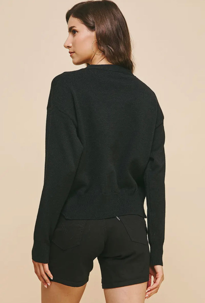 Pinch Raw Edge Sweater Cardigan