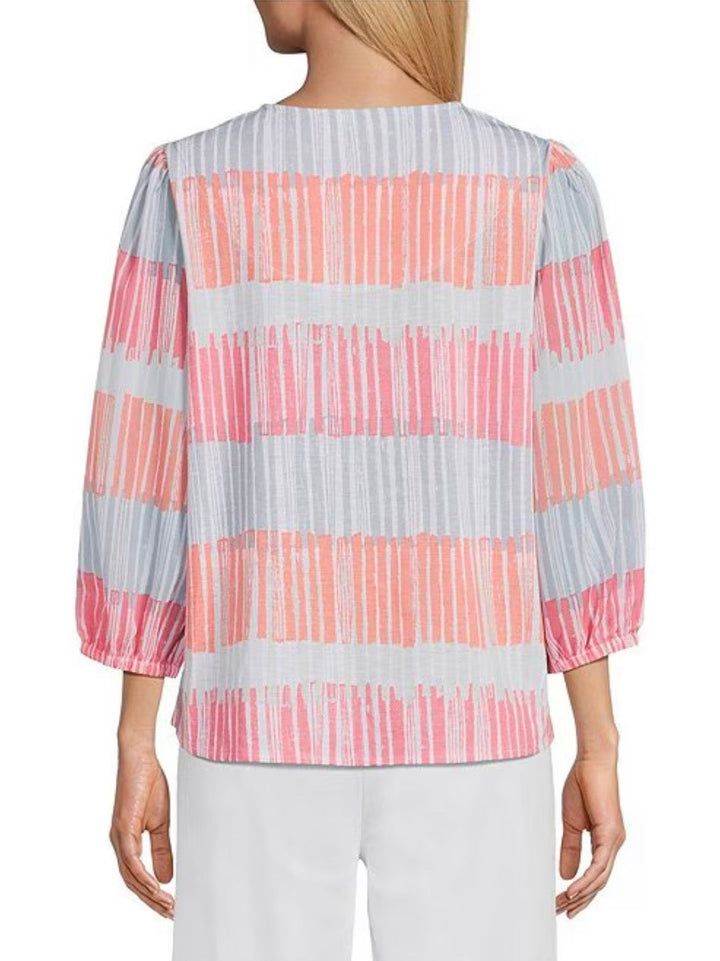 Garden Party 3/4 Sleeve Top w/ Embroidery