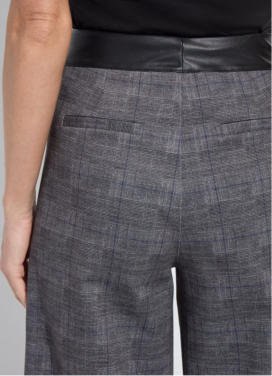 Lysse Denver Wide Leg Printed Ponte Pant - Charcoal Glen Plaid