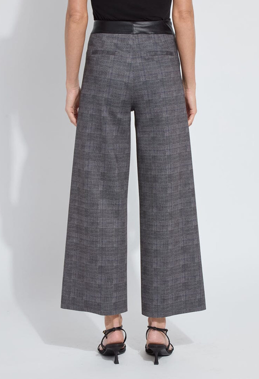 Lysse Denver Wide Leg Printed Ponte Pant - Charcoal Glen Plaid