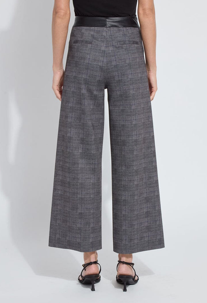 Lysse Denver Wide Leg Printed Ponte Pant - Charcoal Glen Plaid