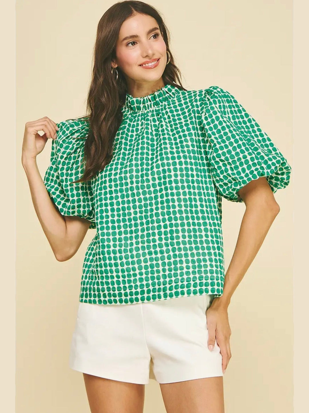 Pinch Green Polka Dot Blouse