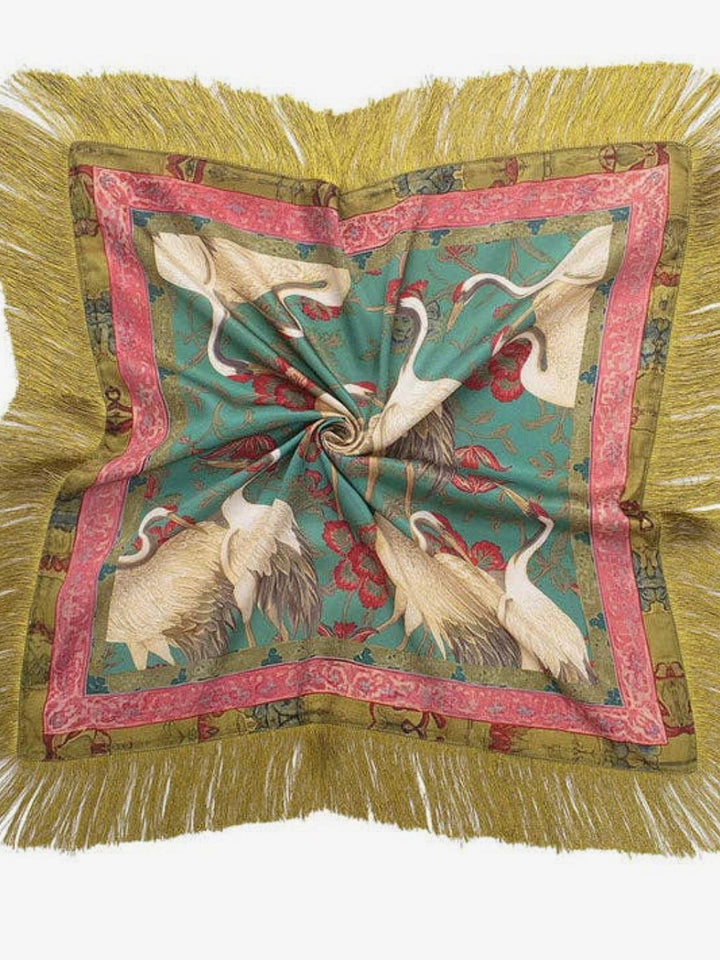Crane Fringe Scarf- PREORDER