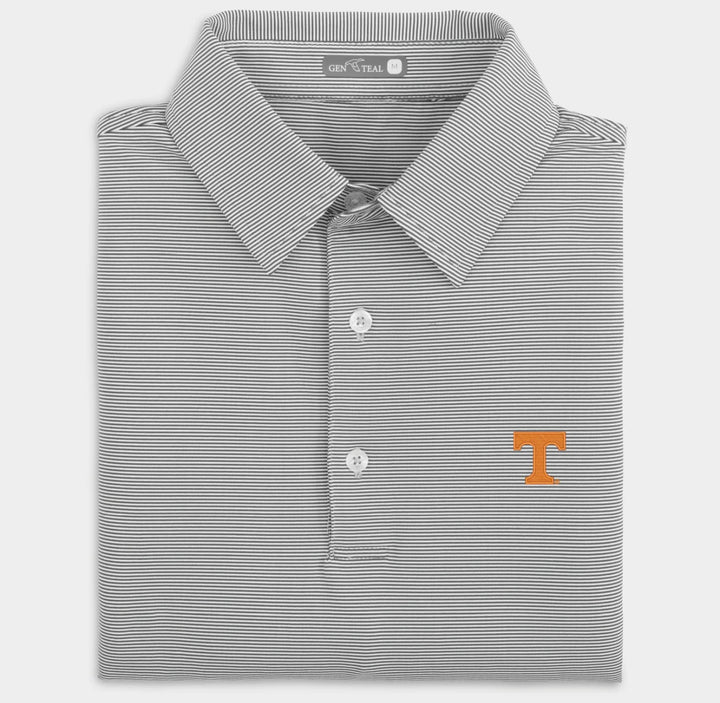 Genteal Tennessee Performance Polo- Charcoal Pinstripe Power T