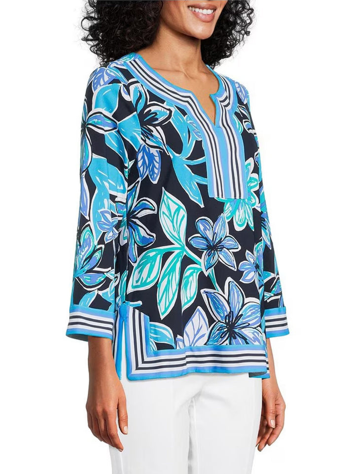 Multiples 3/4 Sleeve Top - Spring Tide
