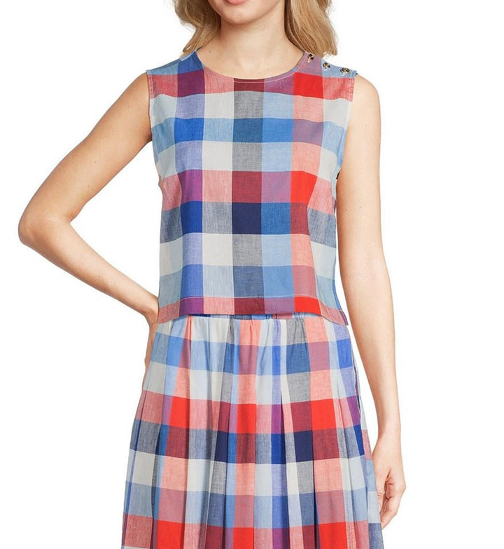 Jude Connally Gretel Stretch Cotton Linen Top- Montauk Plaid