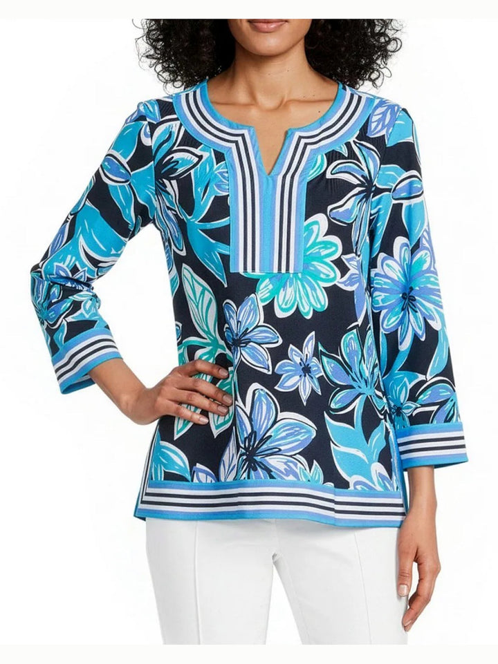 Multiples 3/4 Sleeve Top - Spring Tide