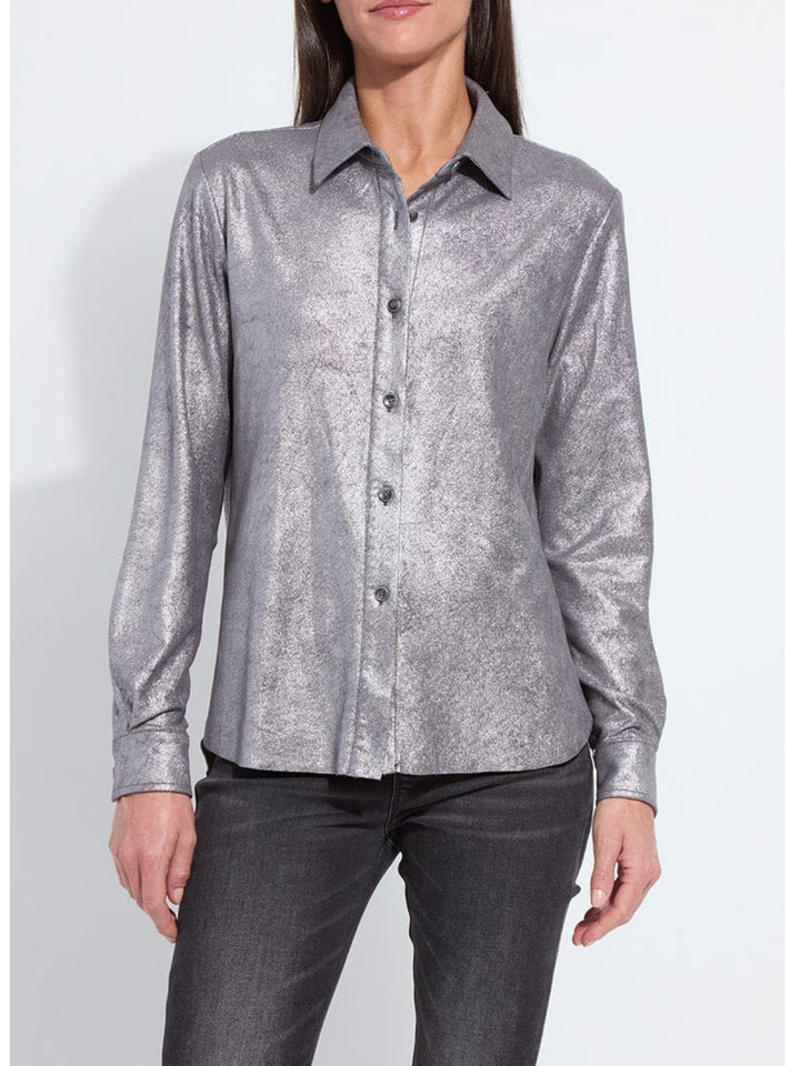 Lysse Connie Patent Foil Suede Shacket - Silver