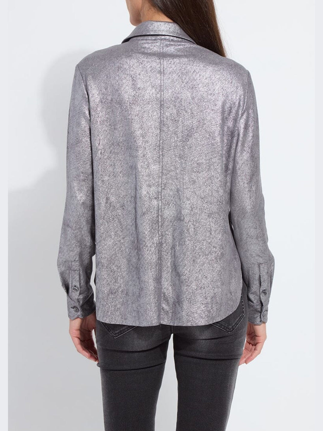 Lysse Connie Patent Foil Suede Shacket - Silver