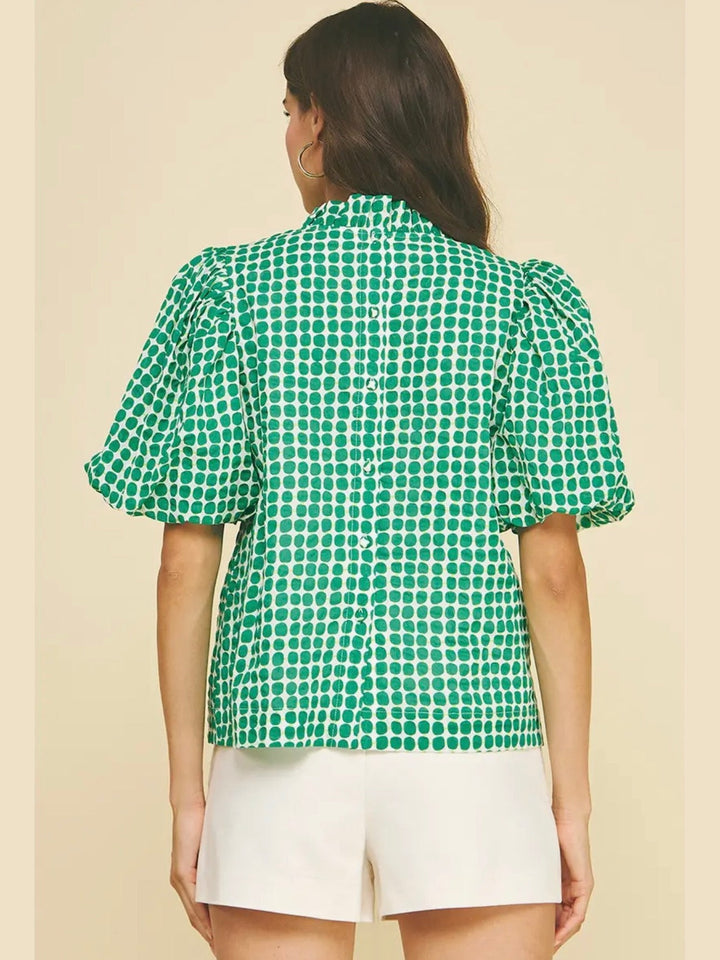 Pinch Green Polka Dot Blouse