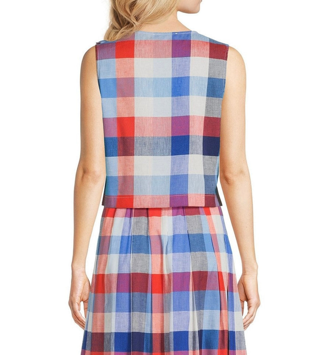 Jude Connally Gretel Stretch Cotton Linen Top- Montauk Plaid