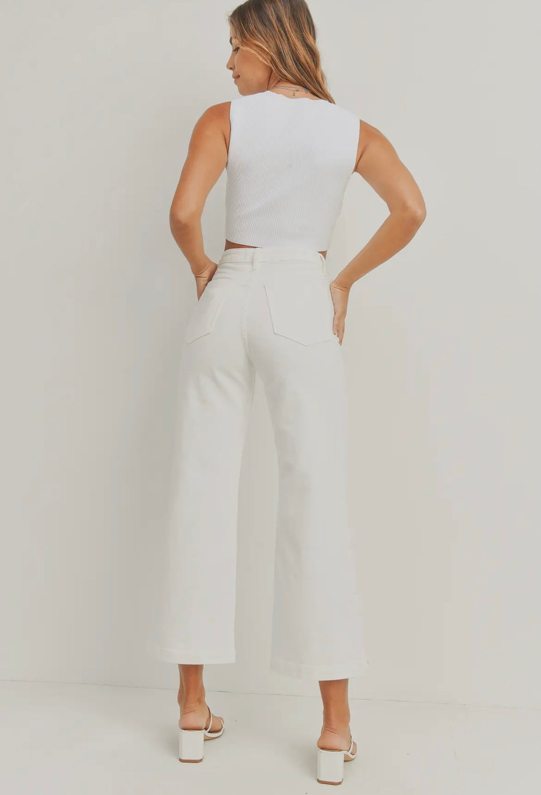 Just Black Denim Patch Pocket Wide Leg Jean- Off White