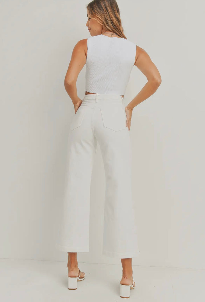 Just Black Denim Patch Pocket Wide Leg Jean- Off White