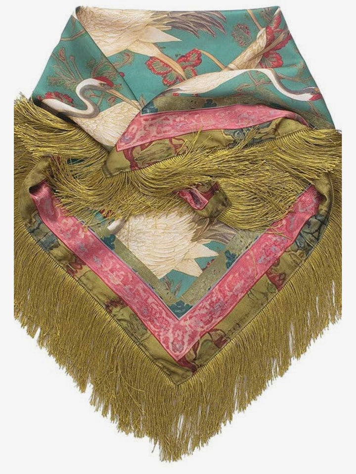 Crane Fringe Scarf- PREORDER