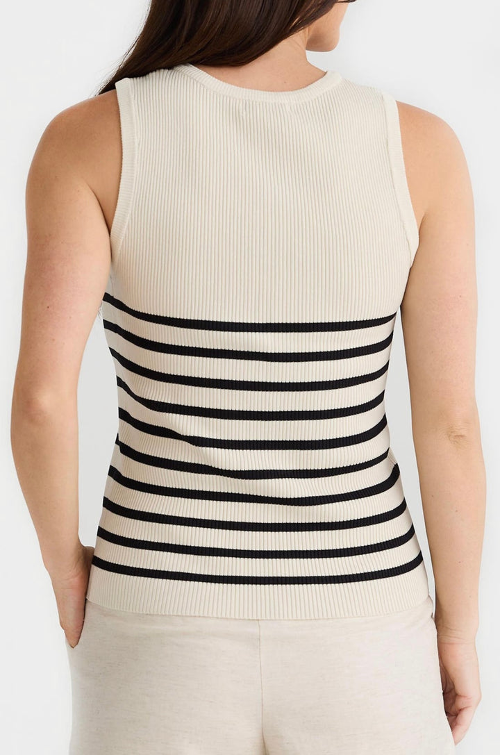 Brave & True Amba Tank- Black/Ecru Stripe