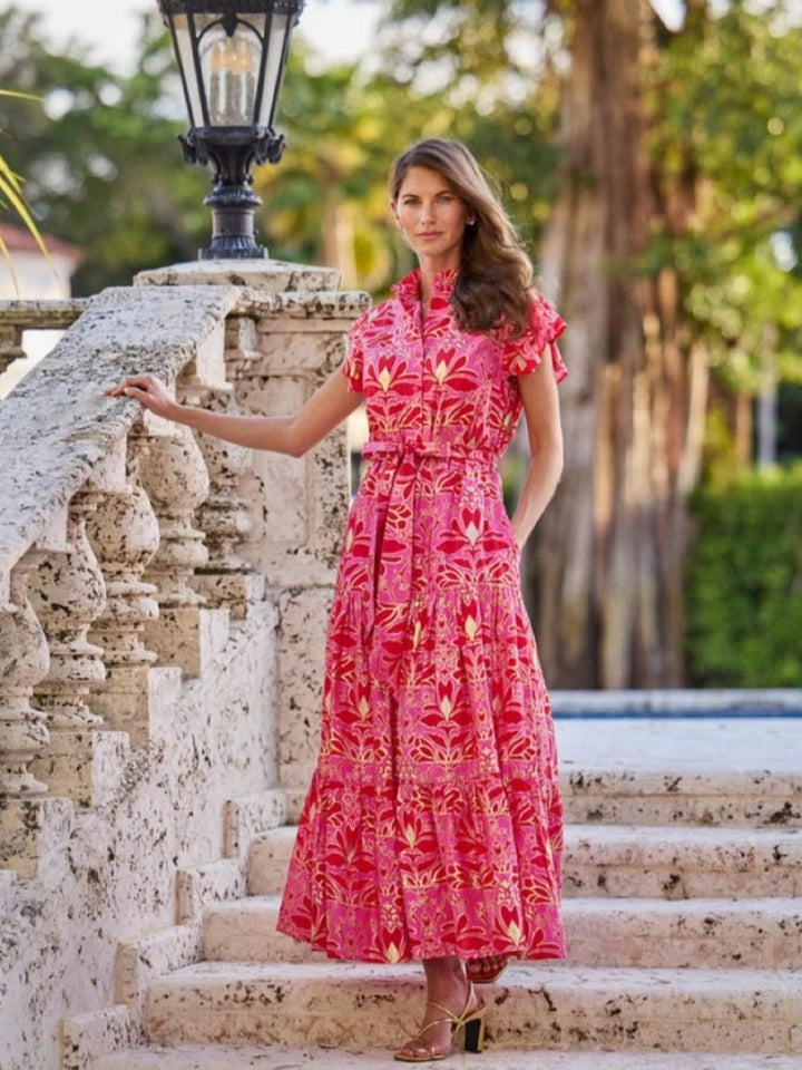 Jude Connally Mirabella Dress Cotton Voile - Imperial Garden Peony Gold