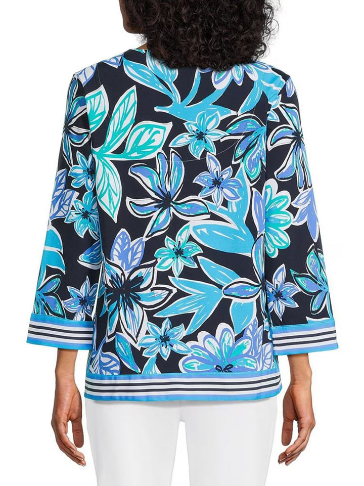 Multiples 3/4 Sleeve Top - Spring Tide