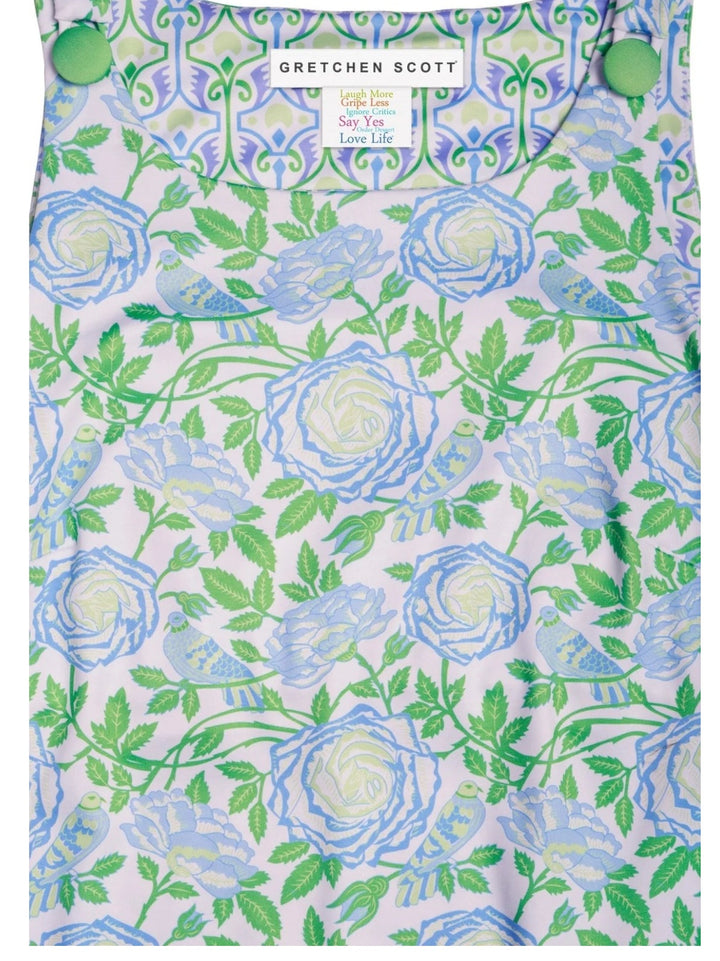 Gretchen Scott Tie Dress - Smell The Roses - Kelly Green/Periwinkle