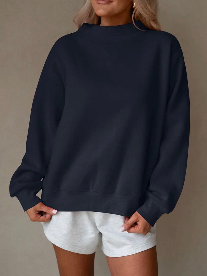 Fleece Mock Neck Pullover Sweatshirt