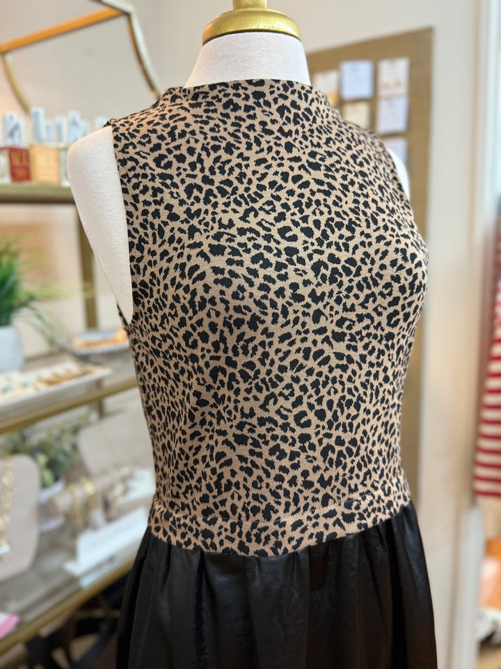 THML Sleeveless Cheetah Midi Dress